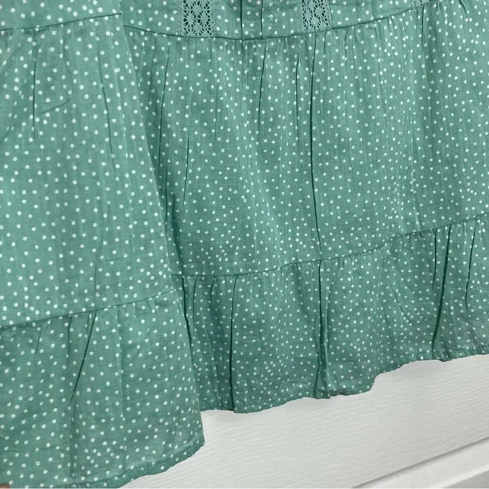 NWT LOFT Babydoll Cottage Core Green Square Neckline Puff Sleeve Green Top